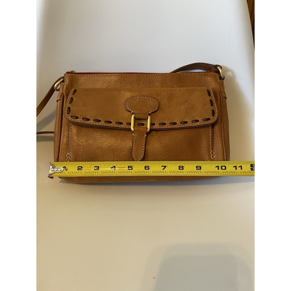 Dooney Bourke Brown Florentine Leather Natural Tassel Clutch Shoulder Bag Purse - Picture 9 of 13